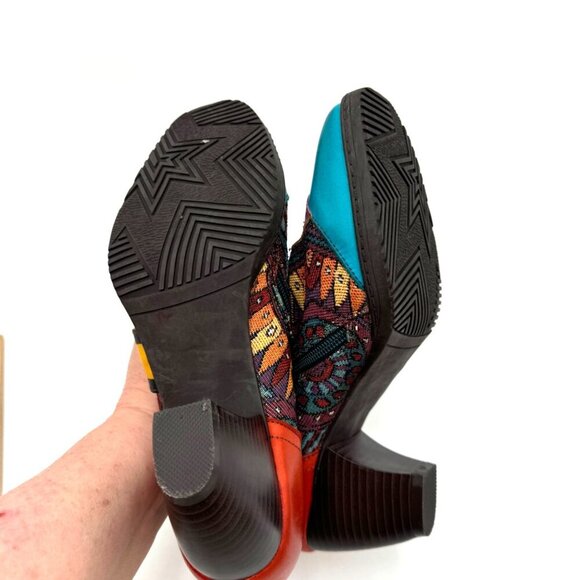 SOCOFY Boho Spliced Leather/Fabric Side Zip Ankle Boots Women 39 / 9 vibrant col - Picture 10 of 16